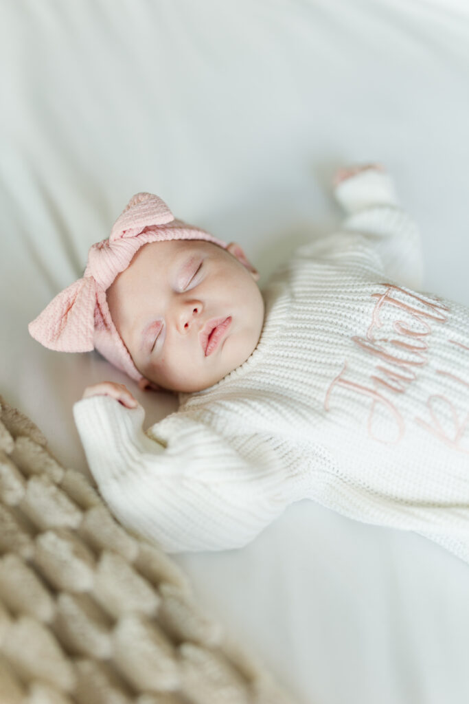 A baby girl sleeps soundly during her in home newborn session.
Central Illinois Newborn Photographer.
Amanda Banik Photography