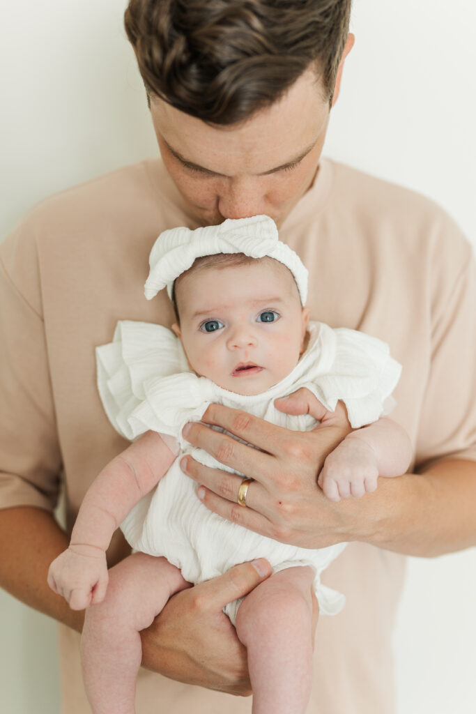 A new dad kisses his daughter's head. 

Central Illinois in-home newborn session 

Photos by Amanda Banik Photography